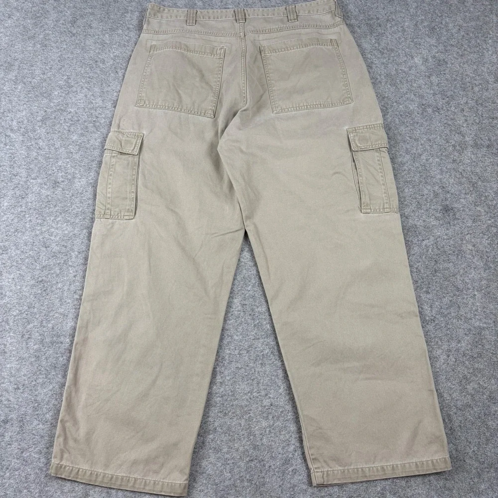 Wrangler Cargo Pants Mens 36x30 Tan Khaki Cowboy Utility Workwear Baggy Wide Leg